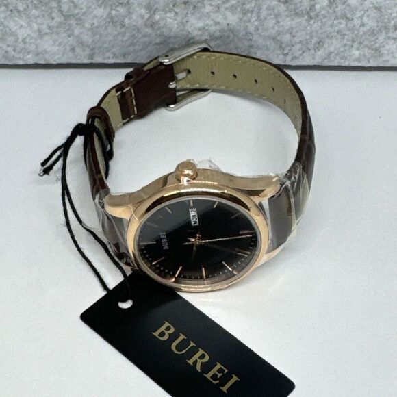 Burei S-13001L Men's Brown Leather Strap Analog Dial Quartz Wrist Watch JNA56 - Picture 8 of 13